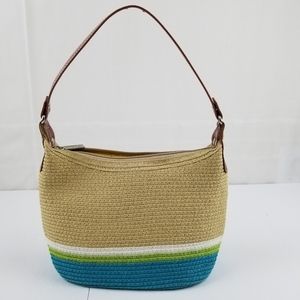 Sun N Sand small woven purse blue/green/white/tan
